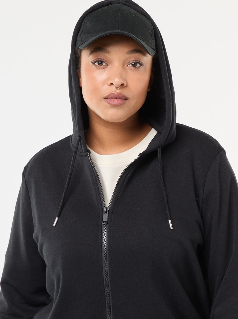 Felpa basic in felpa garzata Nero - Kiabi