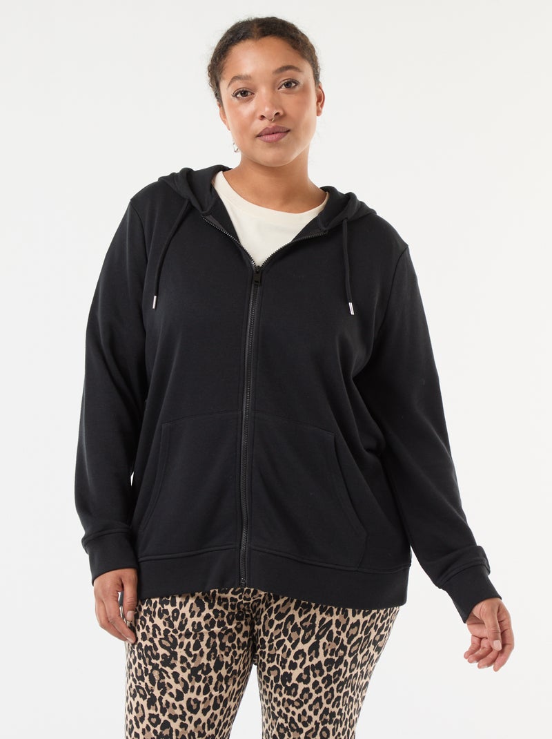 Felpa basic in felpa garzata Nero - Kiabi