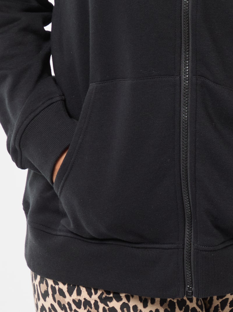 Felpa basic in felpa garzata Nero - Kiabi