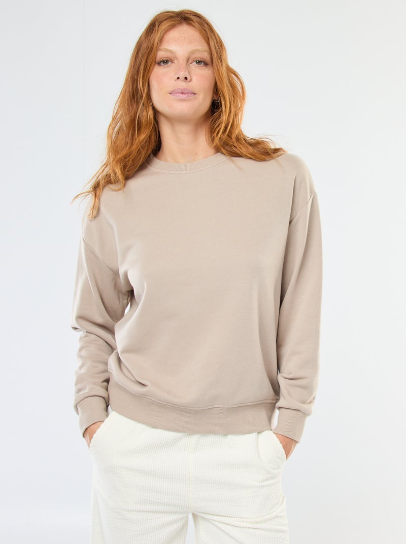 Felpa basic in french terry Beige - Kiabi