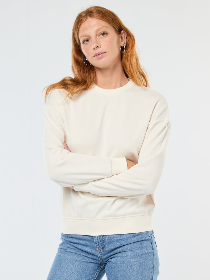 Felpa basic in french terry Bianco - Kiabi