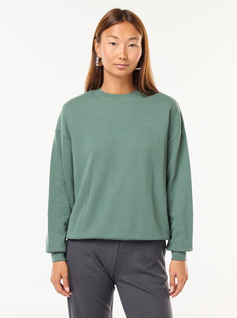 Felpa basic in french terry Verde - Kiabi