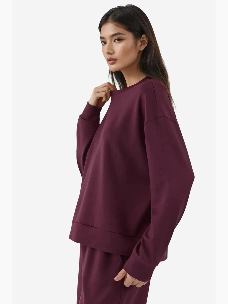 Felpa basic modal touch hiccup Rosso bordeaux - Kiabi