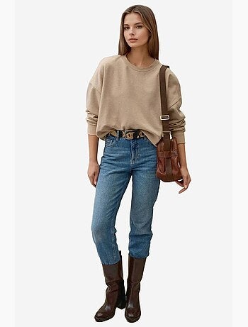 Felpa basic oversize con girocollo hiccup