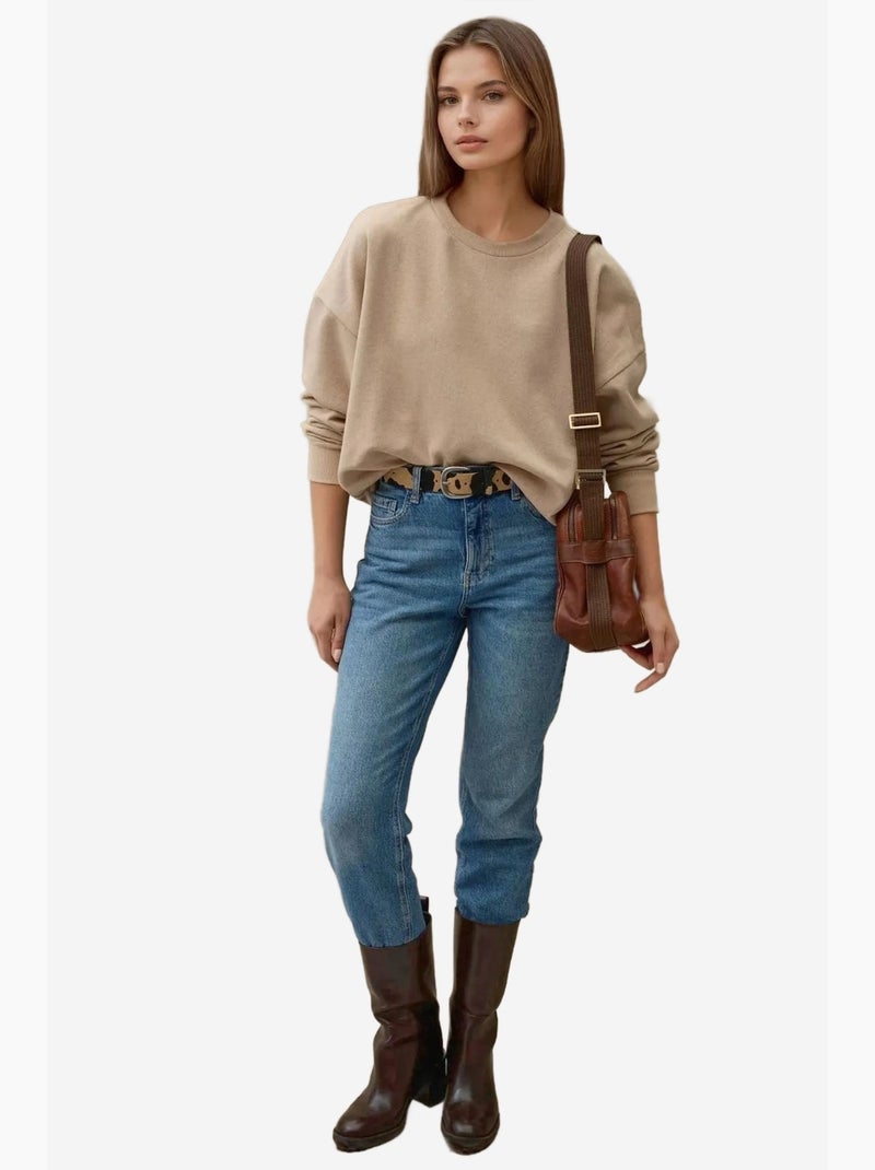 Felpa basic oversize con girocollo hiccup Beige - Kiabi