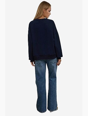 Felpa basic oversize con girocollo hiccup
