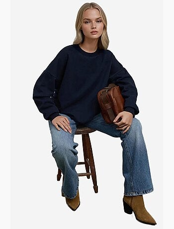 Felpa basic oversize con girocollo hiccup