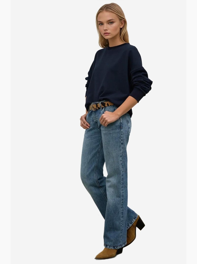 Felpa basic oversize con girocollo hiccup Blu marino - Kiabi