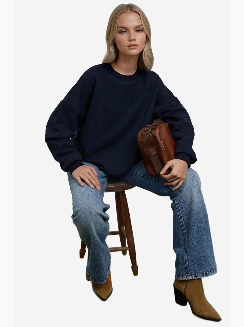 Felpa basic oversize con girocollo hiccup Blu marino - Kiabi