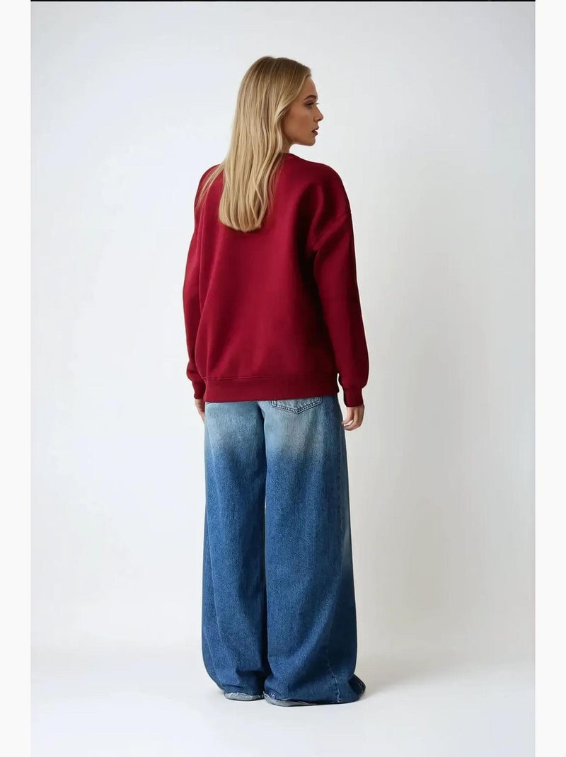 Felpa basic oversize con girocollo hiccup Rosso - Kiabi