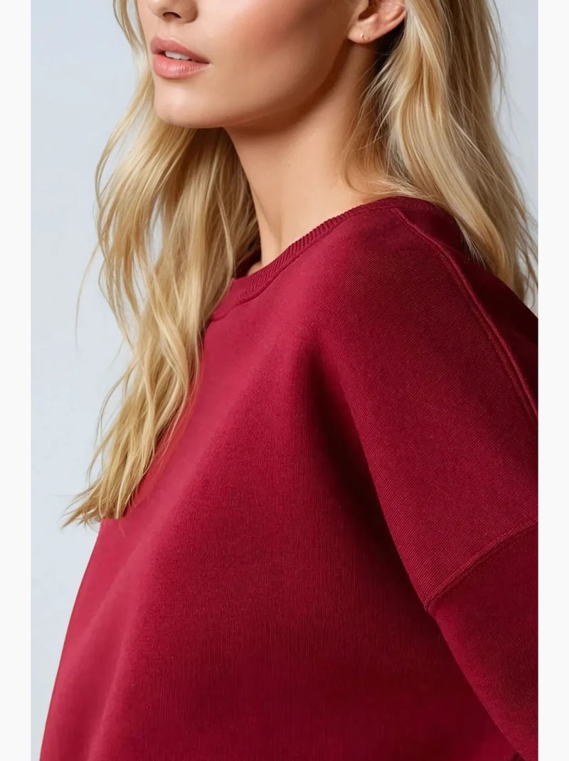 Felpa basic oversize con girocollo hiccup Rosso - Kiabi