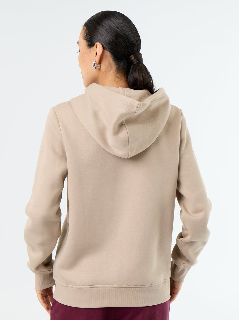 Felpa basica con cappuccio e zip Beige - Kiabi