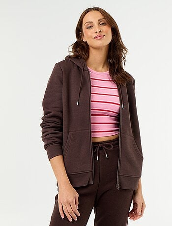Felpa basica con cappuccio e zip