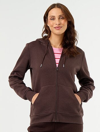 Felpa basica con cappuccio e zip