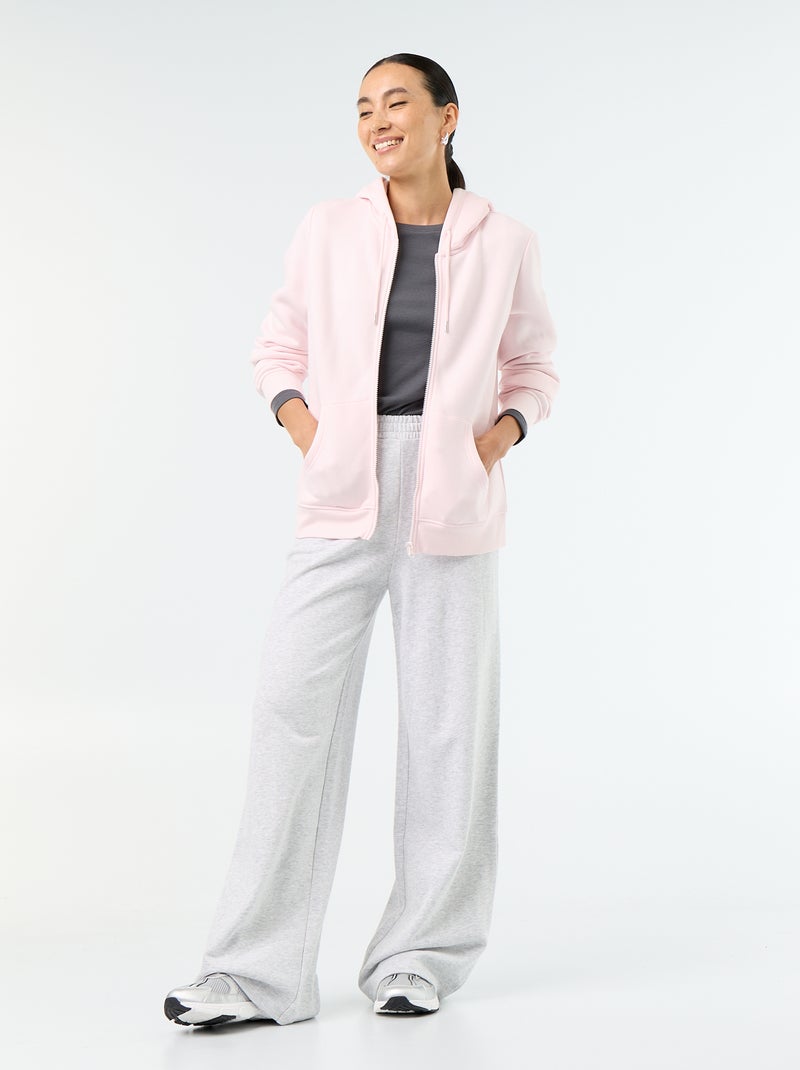 Felpa basica con cappuccio e zip Rosa - Kiabi