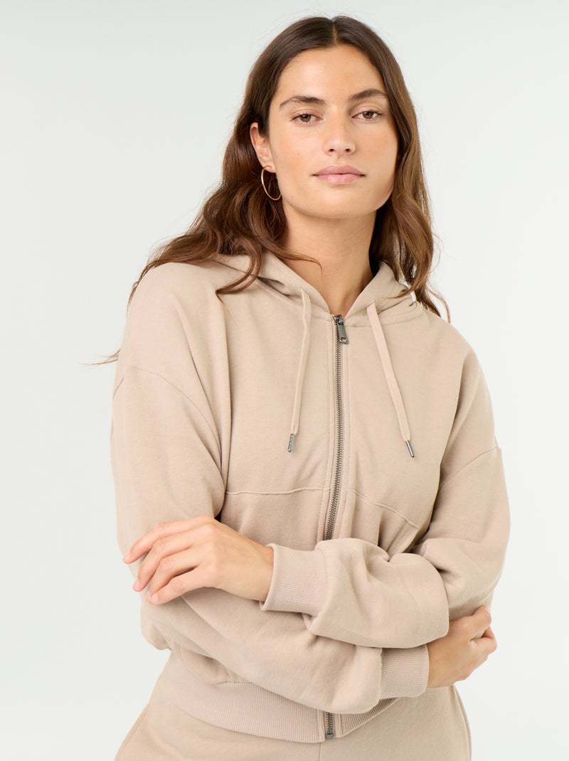 Felpa basica in felpa leggera Beige - Kiabi