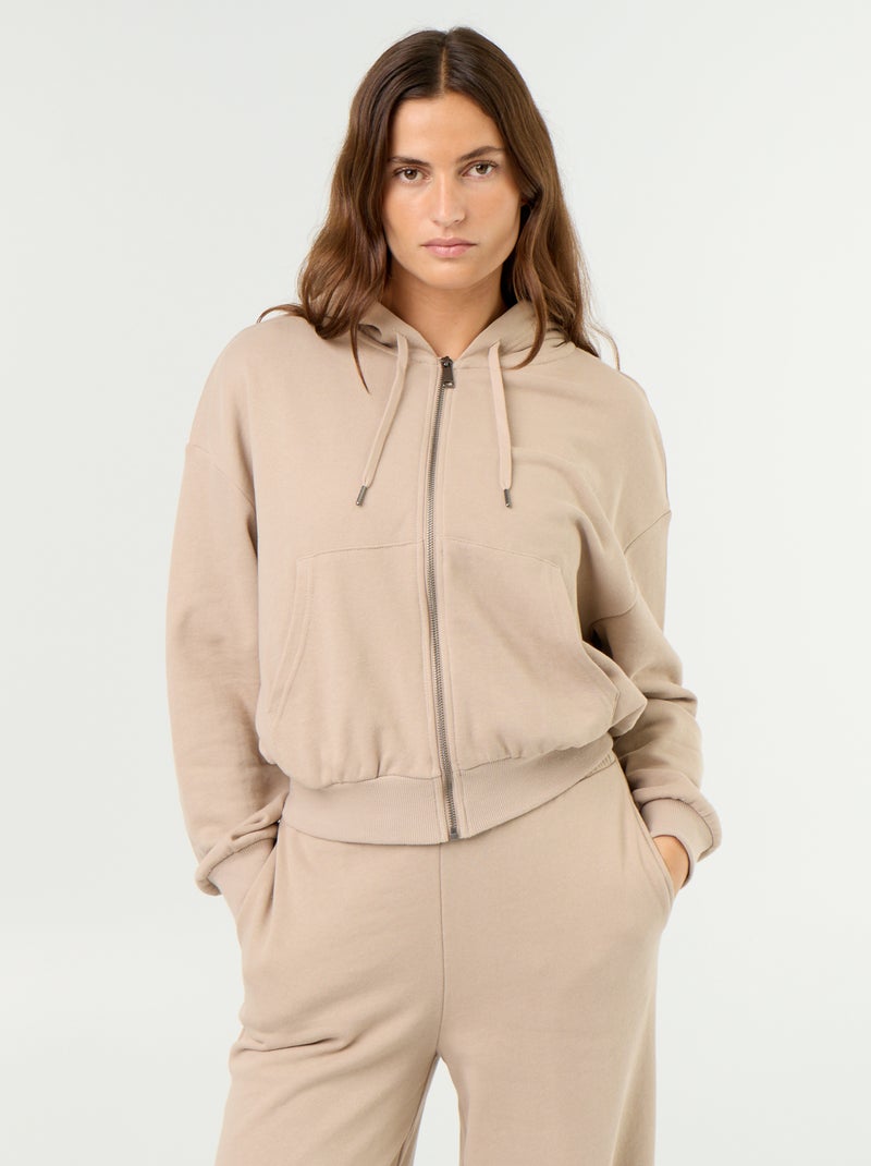 Felpa basica in felpa leggera Beige - Kiabi