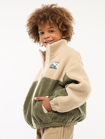 Felpa bicolore in maglia bouclé