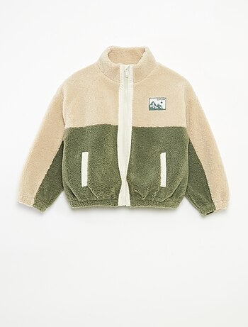 Felpa bicolore in maglia bouclé