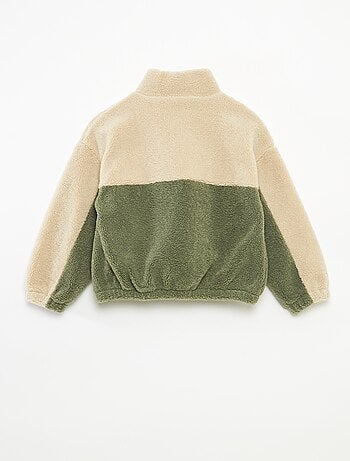 Felpa bicolore in maglia bouclé