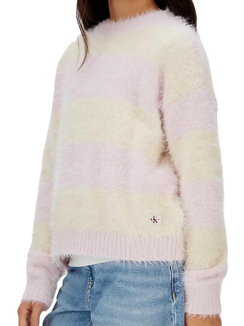 Felpa Calvin Klein Jeans Bambina a Righe Rosa - Kiabi
