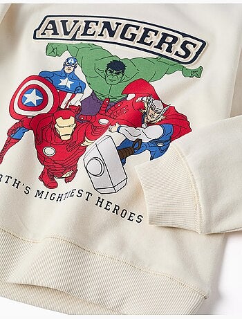 Felpa cardata con stampa in rilievo degli Avengers