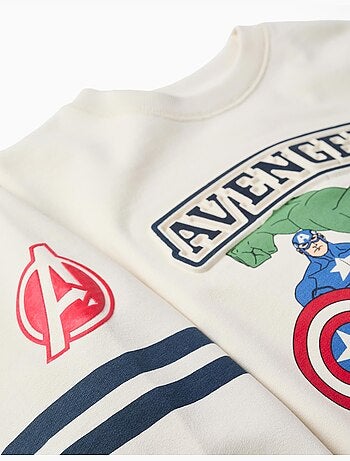 Felpa cardata con stampa in rilievo degli Avengers