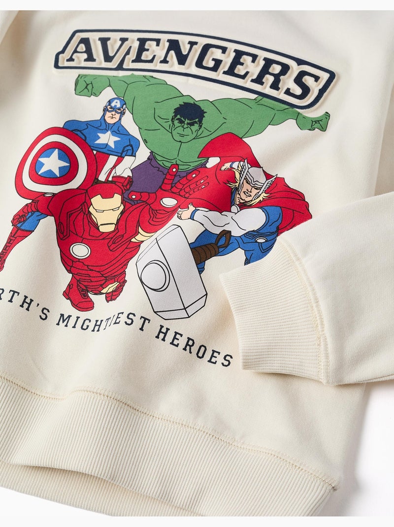 Felpa cardata con stampa in rilievo degli Avengers Bianco - Kiabi