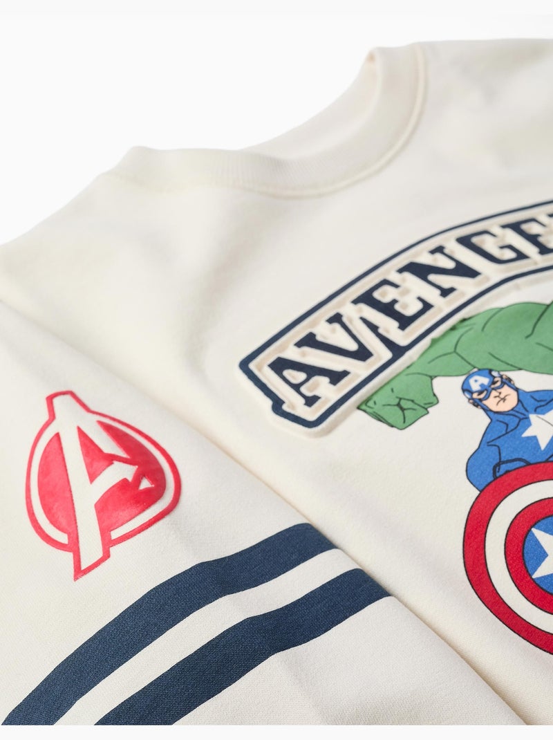 Felpa cardata con stampa in rilievo degli Avengers Bianco - Kiabi