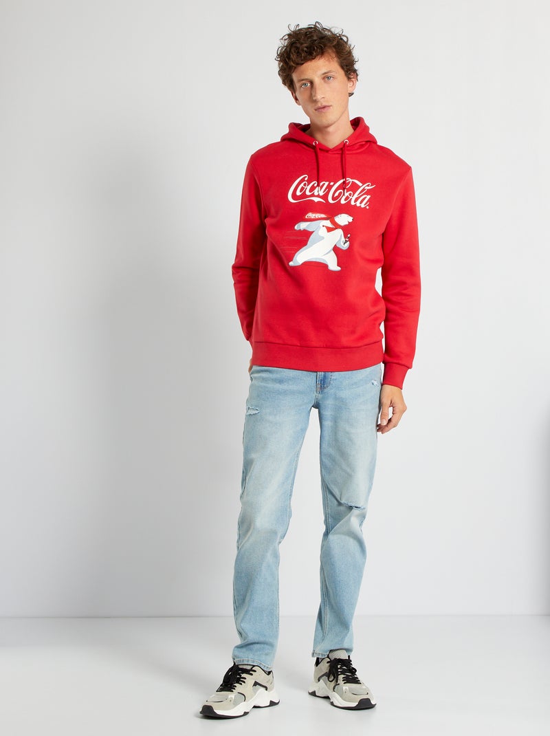 Felpa 'Coca Cola' con cappuccio rosso - Kiabi