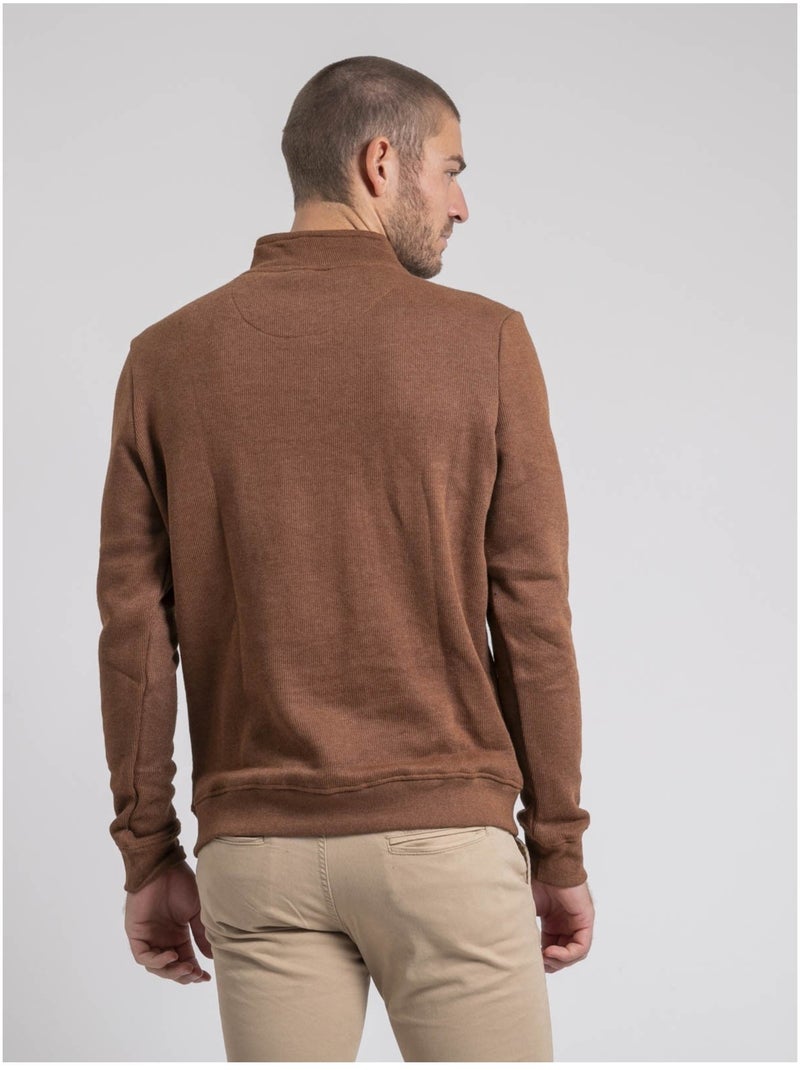 Felpa colletto alto zippé WOMPOU Marrone caramello - Kiabi