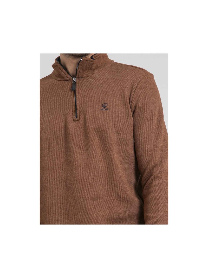 Felpa colletto alto zippé WOMPOU Marrone caramello - Kiabi