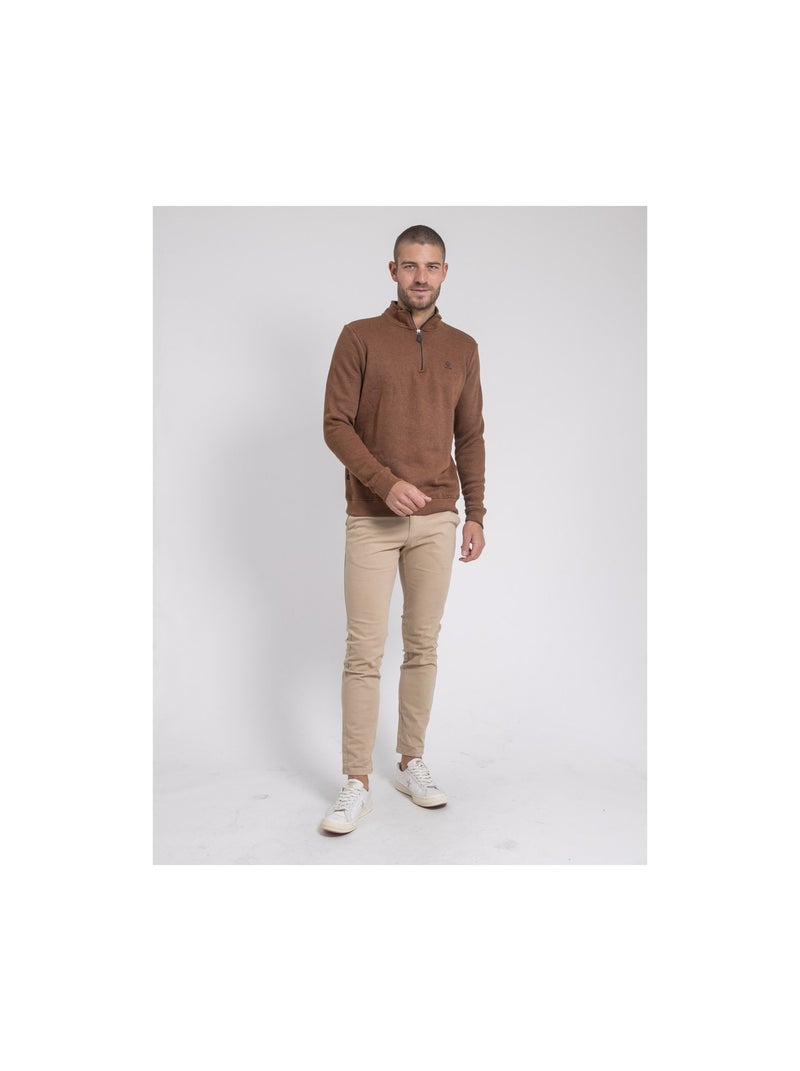 Felpa colletto alto zippé WOMPOU Marrone caramello - Kiabi