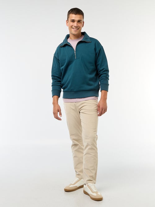 Felpa collo a camionista con zip in cotone - Kiabi