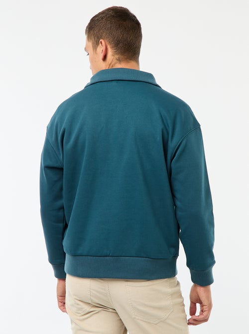 Felpa collo a camionista con zip in cotone - Kiabi