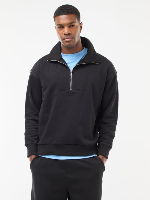 Felpa collo a camionista con zip in cotone - Kiabi