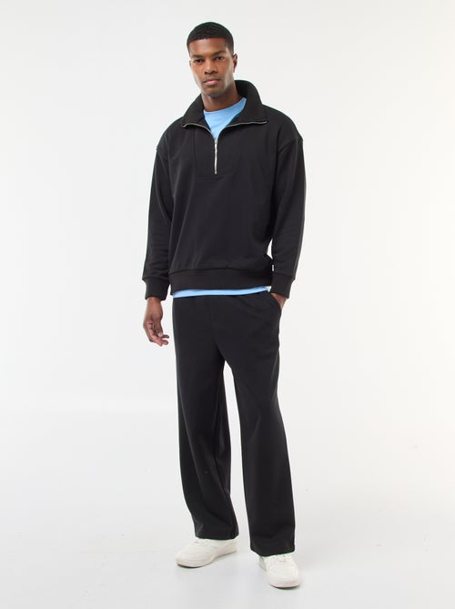 Felpa collo a camionista con zip in cotone - Kiabi