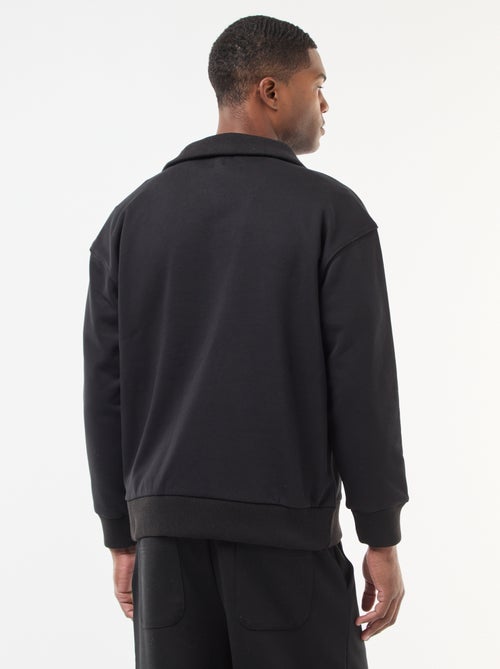 Felpa collo a camionista con zip in cotone - Kiabi