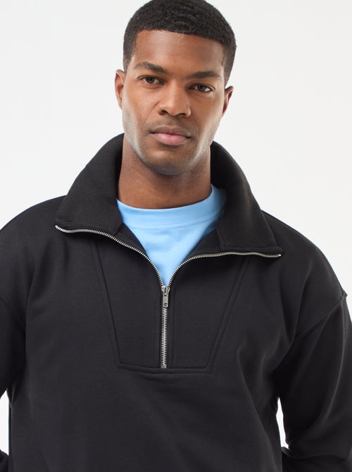 Felpa collo a camionista con zip in cotone - Kiabi