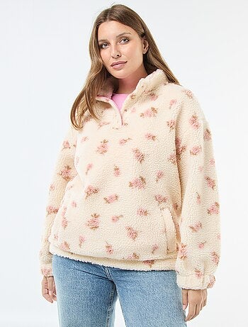 Felpa collo a camionista effetto montone