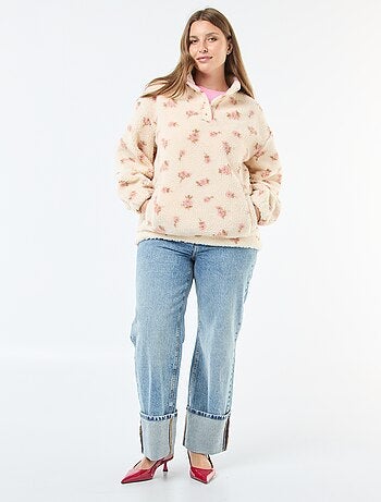 Felpa collo a camionista effetto montone