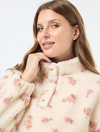 Felpa collo a camionista effetto montone