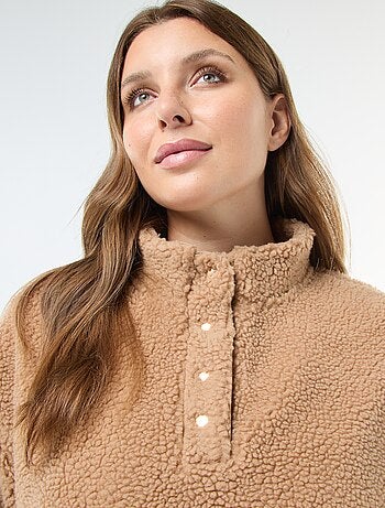 Felpa collo a camionista effetto montone