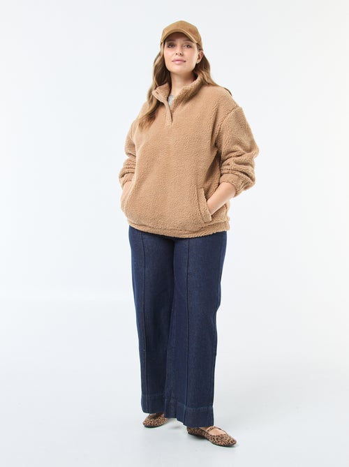 Felpa collo a camionista effetto montone - Kiabi