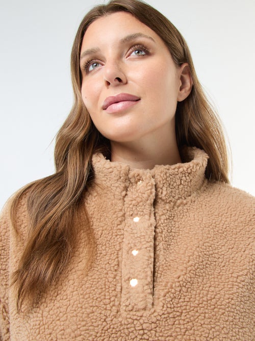 Felpa collo a camionista effetto montone - Kiabi