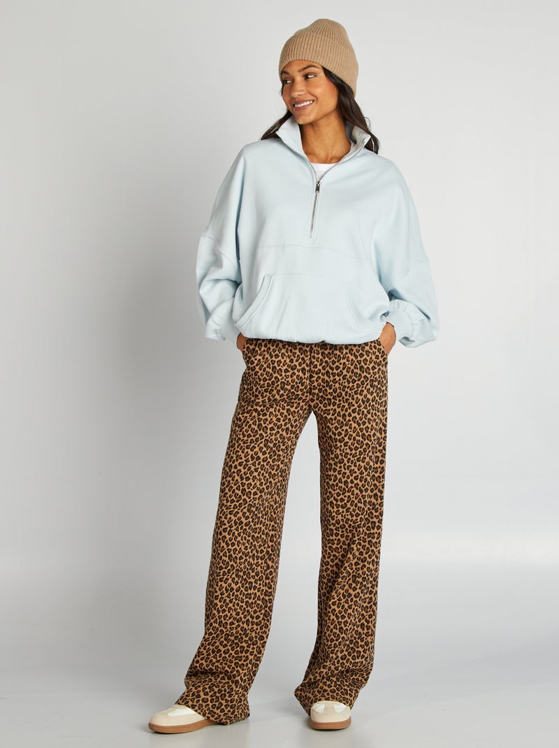 Felpa collo alto con zip e tasche stile marsupio BLU - Kiabi