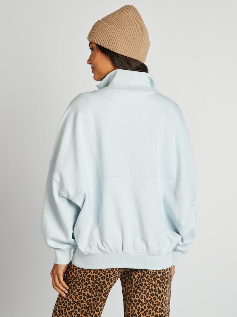 Felpa collo alto con zip e tasche stile marsupio BLU - Kiabi