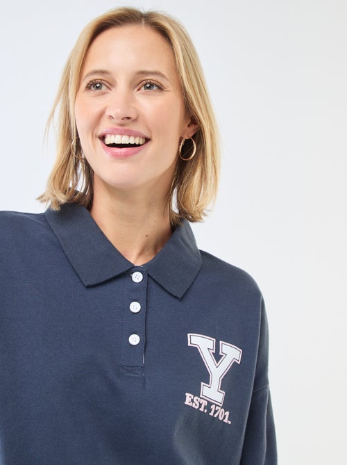 Felpa collo polo a maniche lunghe stampata - Kiabi