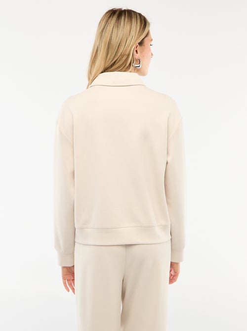 Felpa collo polo con zip - Kiabi