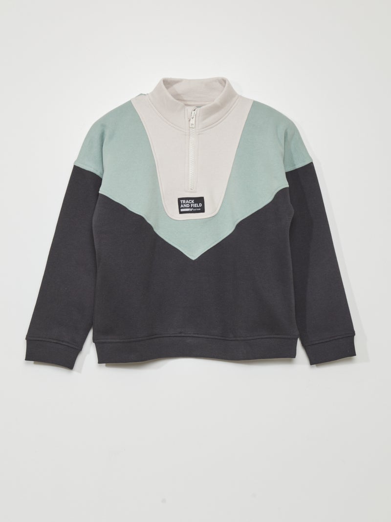 Felpa color block a collo alto con zip GRIGIO - Kiabi